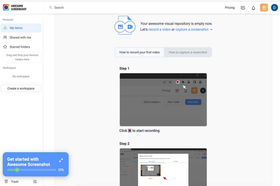 awesome screenshot interface