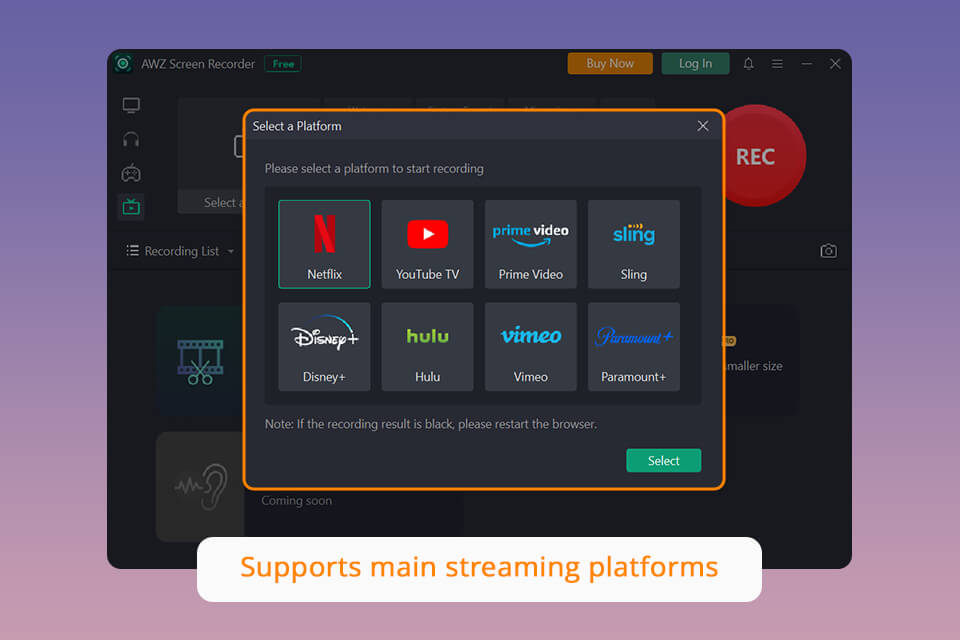 awz screen recorder streaming platforms