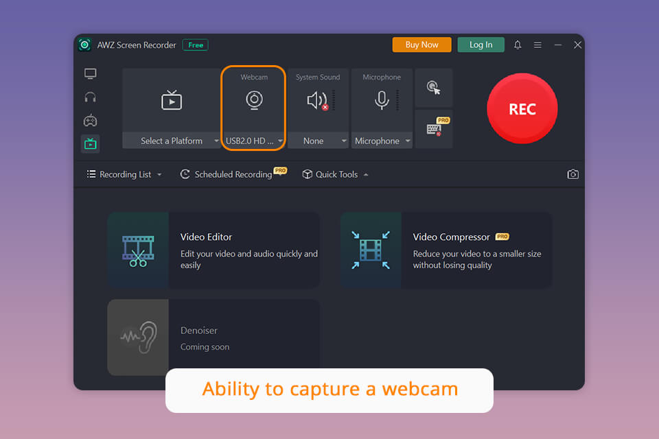 awz screen recorder webcam feature