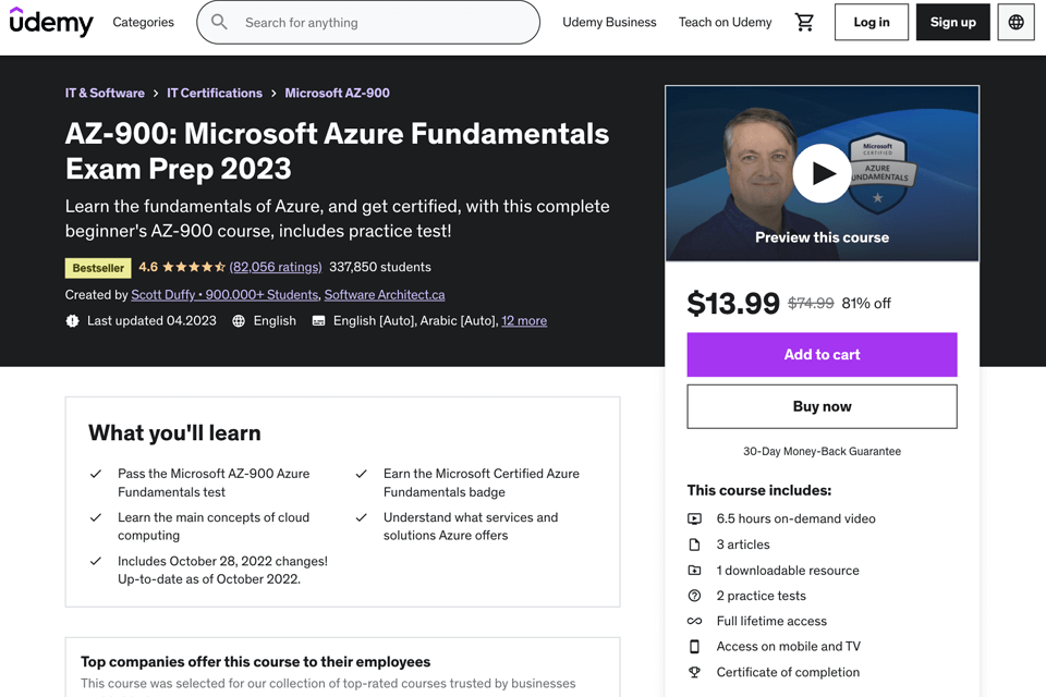az-900: microsoft azure fundamentals exam prep 2023 information technology course website