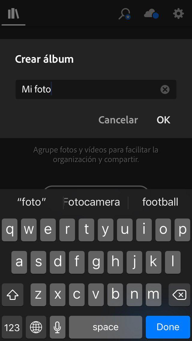 añadir fotos desde su dispositivo lightroom cc verisón móvil