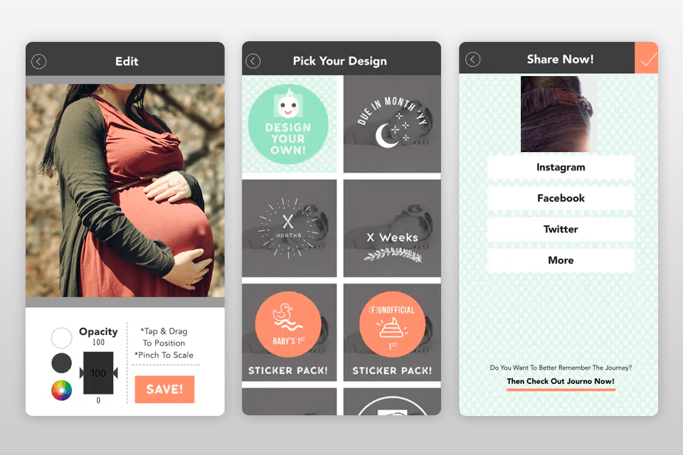 baby pic studio app for pregnancy photos interface