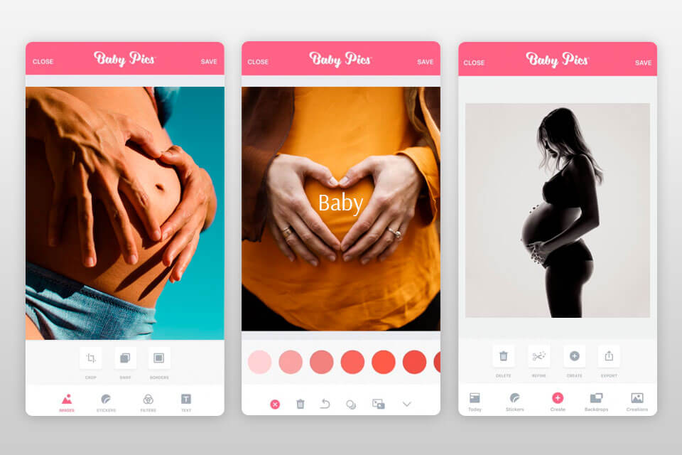 baby pics app for pregnancy photos interface