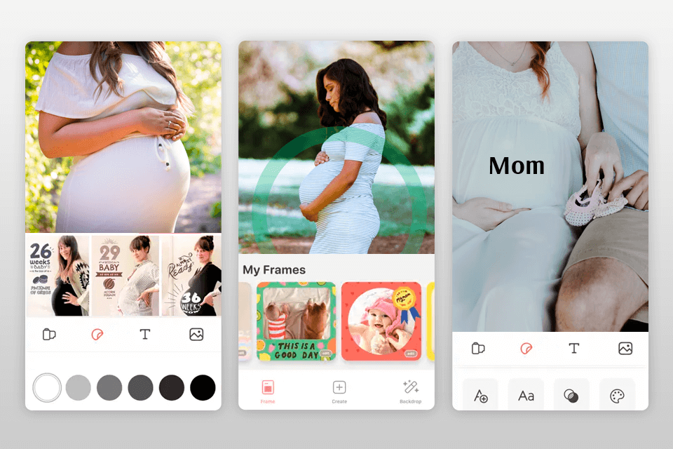 baby story app for pregnancy photos interface