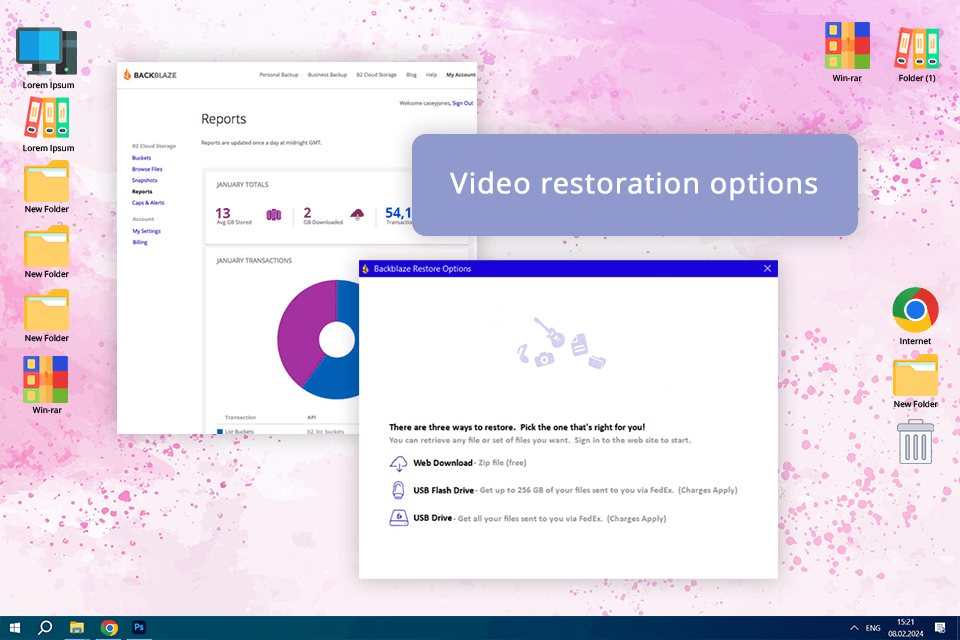 backblaze cloud storage for video interface