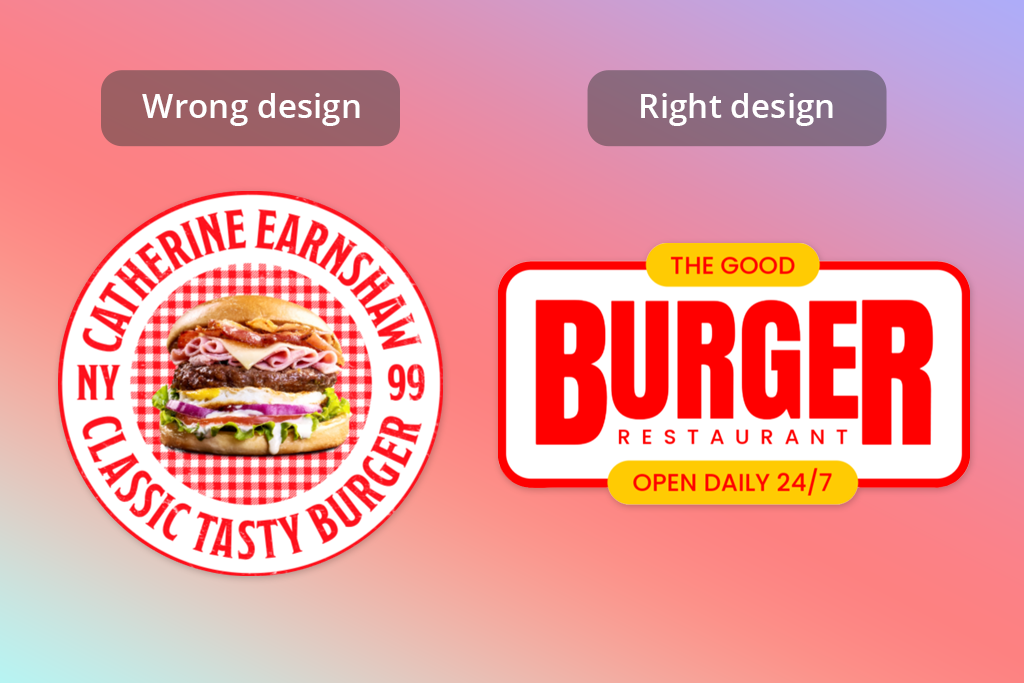 badge design comparison table clear vs cluttered layout