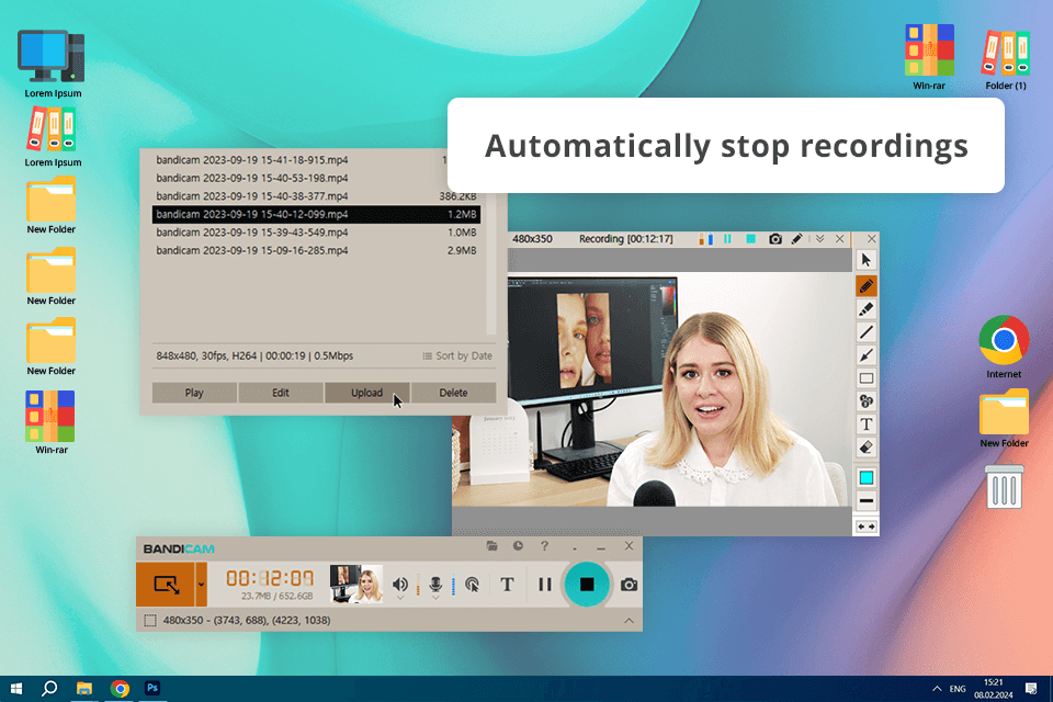 bandicam program to record webcam interface