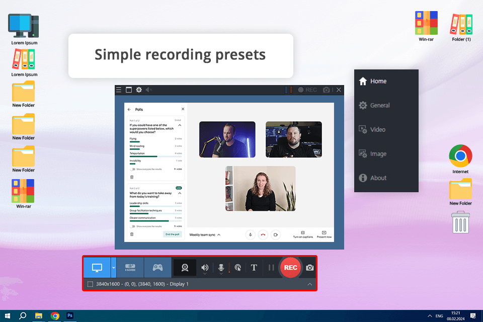 bandicam screen recorder for google meet interface