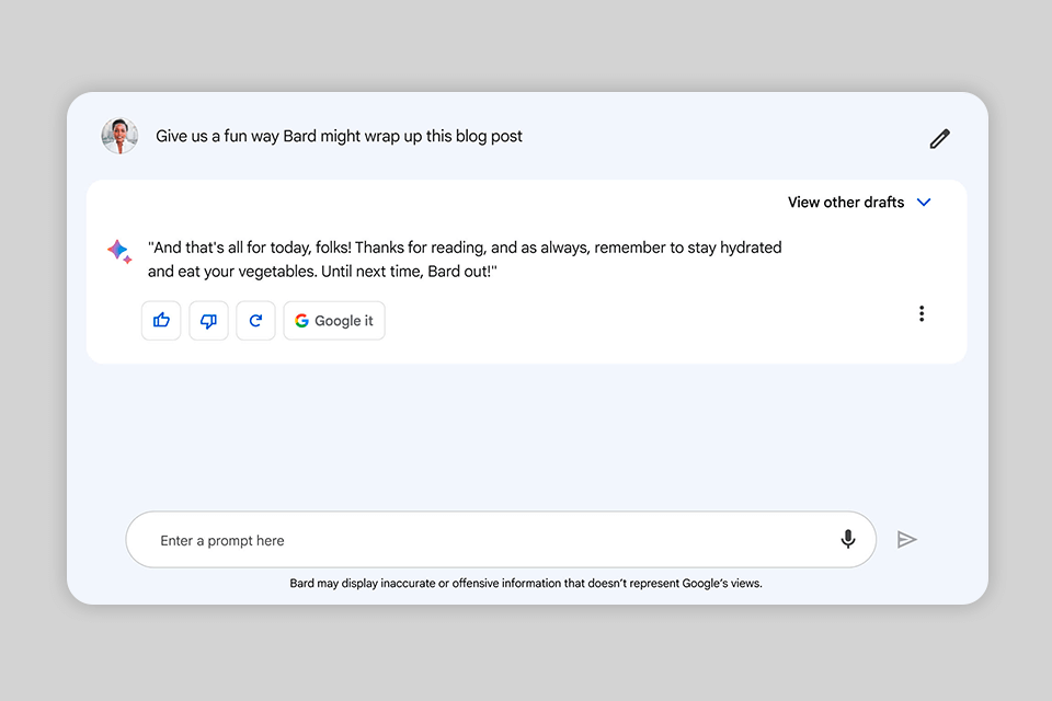 bard generative ai tool interface