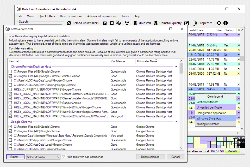bcuninstaller uninstallers for Windows 10 interface
