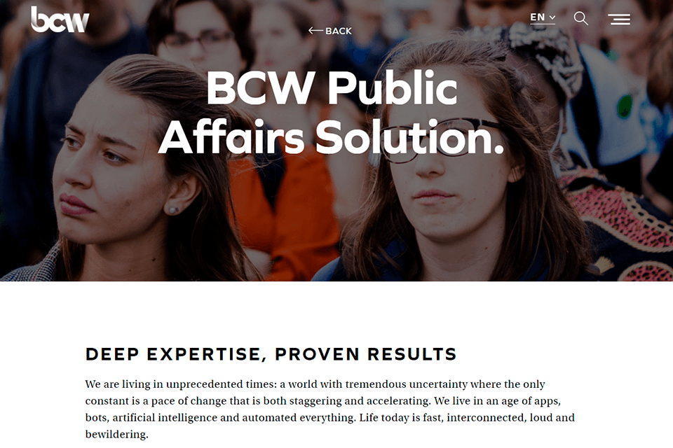 bcw واجهة وكالة العلاقات العامة