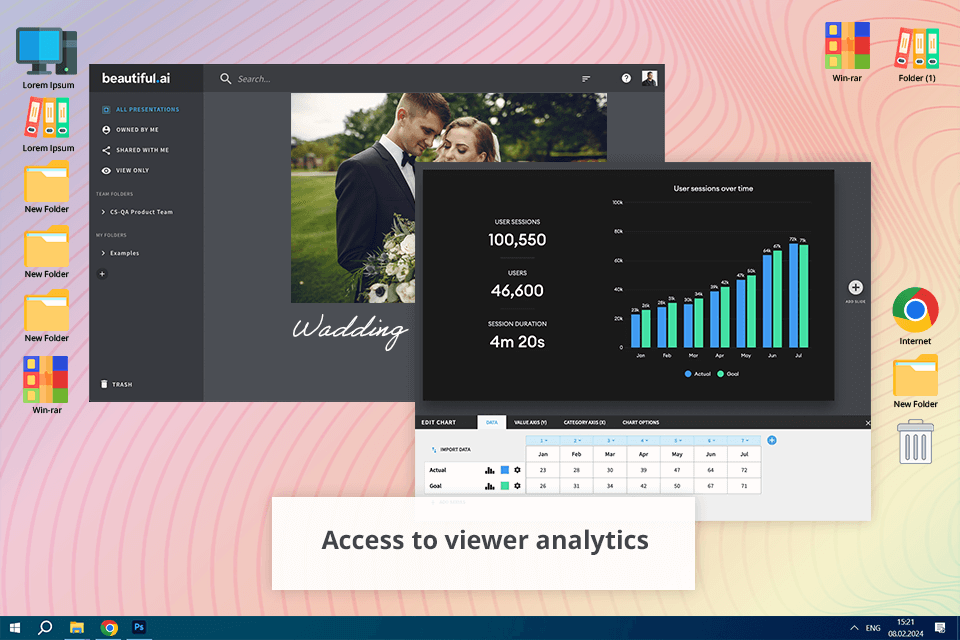 hermosa interfaz de creador de presentaciones con inteligencia artificial