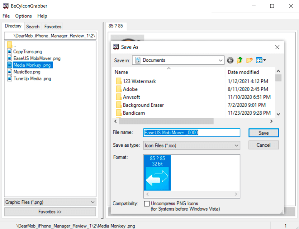 becyicongrabber download interface
