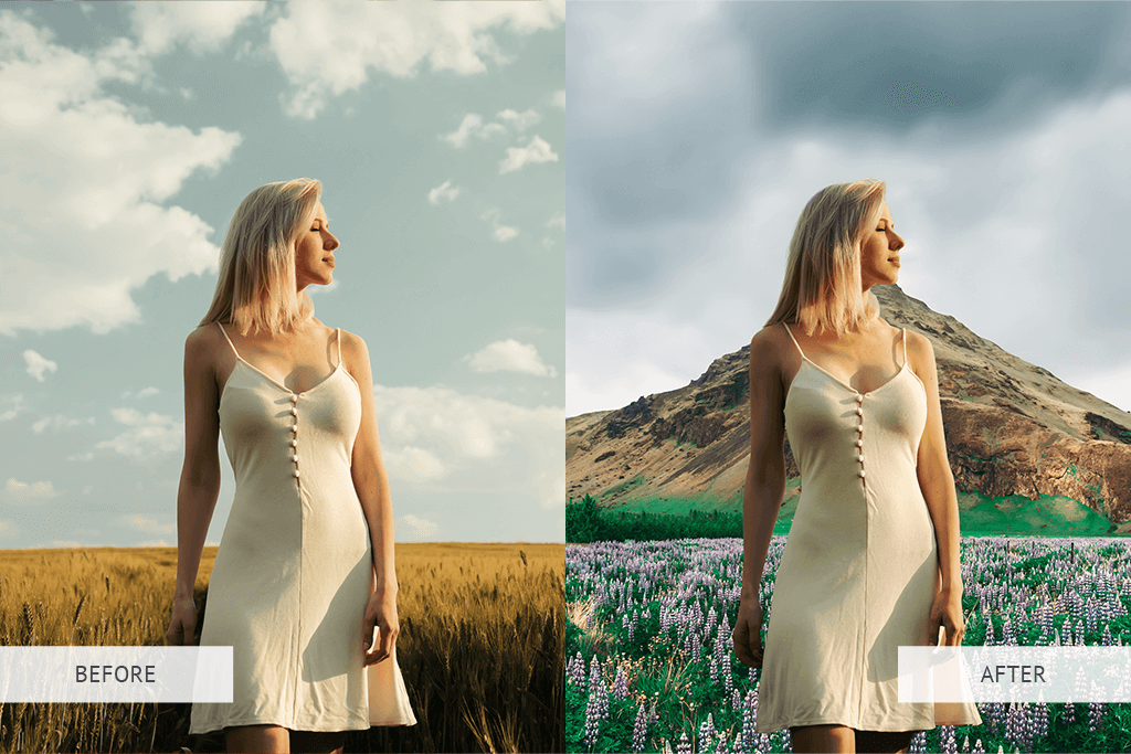 before and after matching a color in photoshop