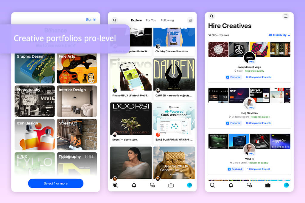 behance app like pinterest