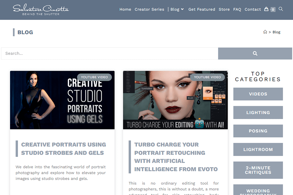 behind the shutter photography blog interface