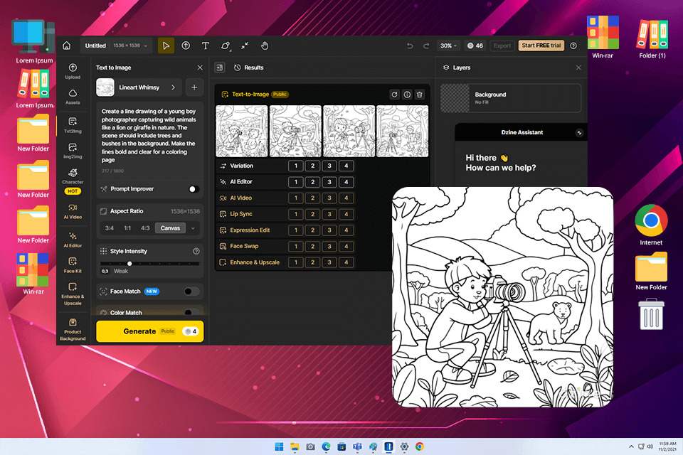 best ai coloring page generator dzine ai result