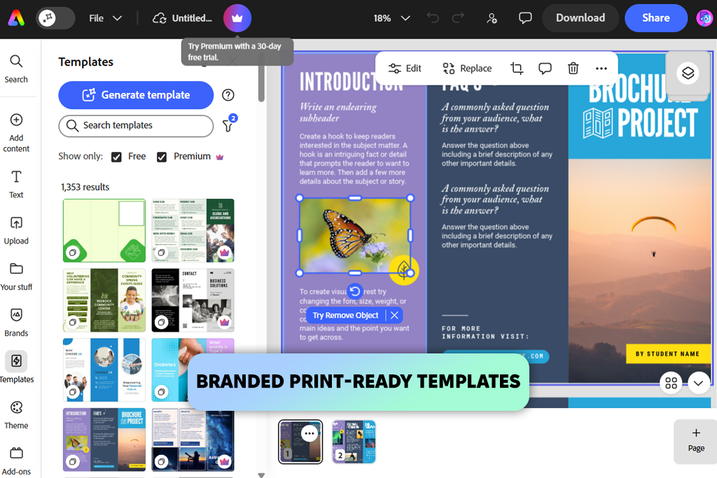 best pamphlet maker adobe express interface
