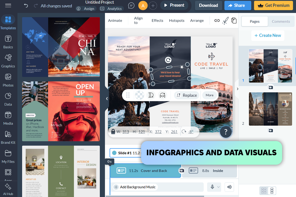best pamphlet maker visme interface