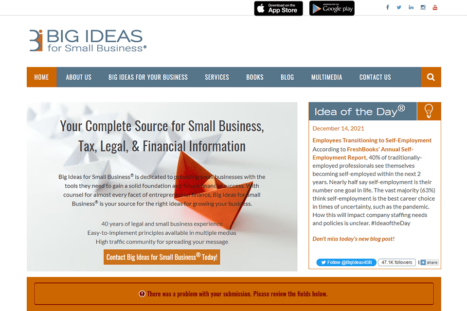 أفكار كبيرة لموقع الأعمال الصغيرة