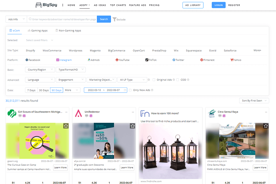bigspy instagram marketing tool for rapid growth interface