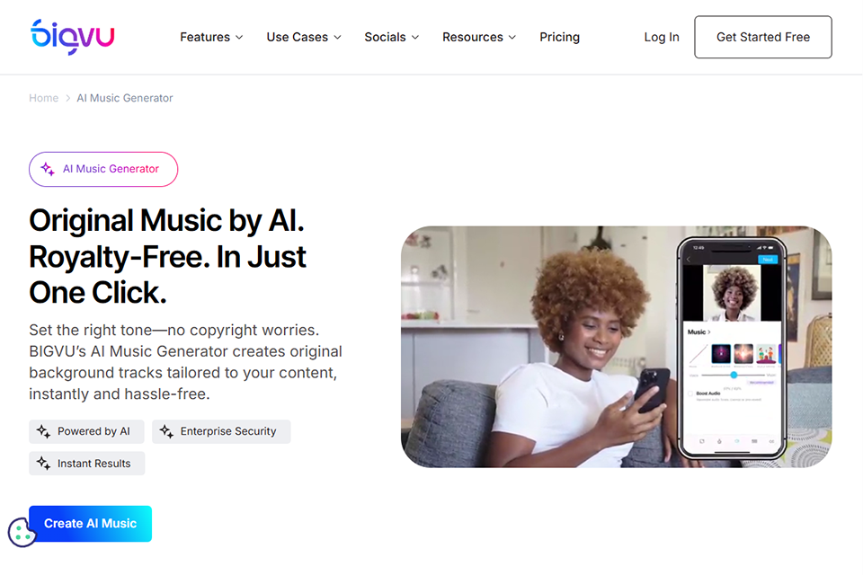 bigvu tv ai music generator