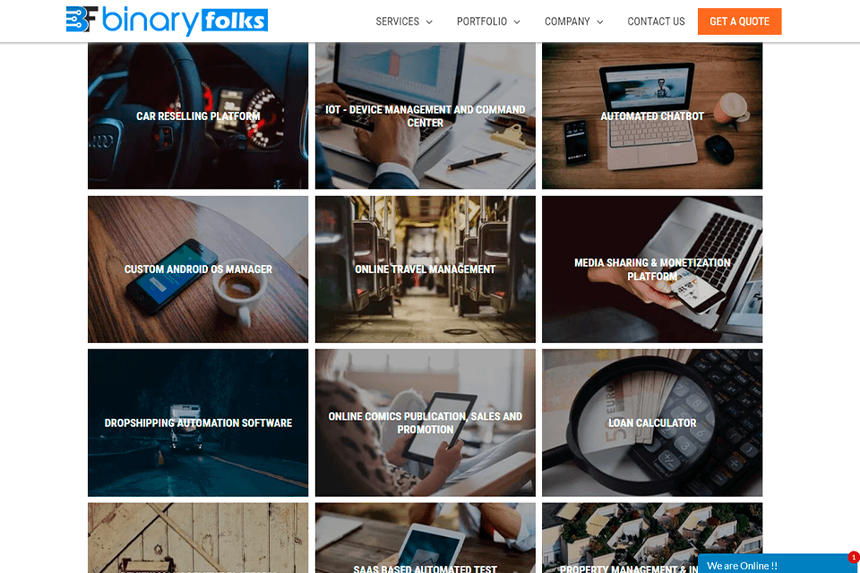 binaryfolks interface portfolio