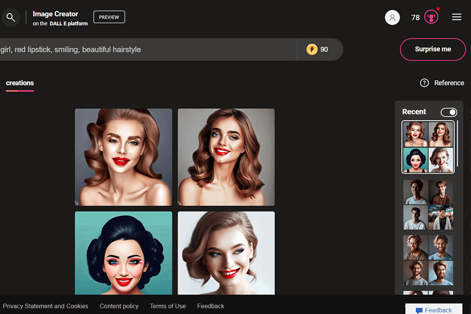 bing image creator ai profile picture generator interface