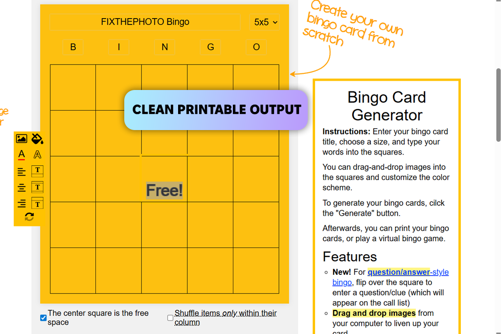 bingobaker bingo card generator