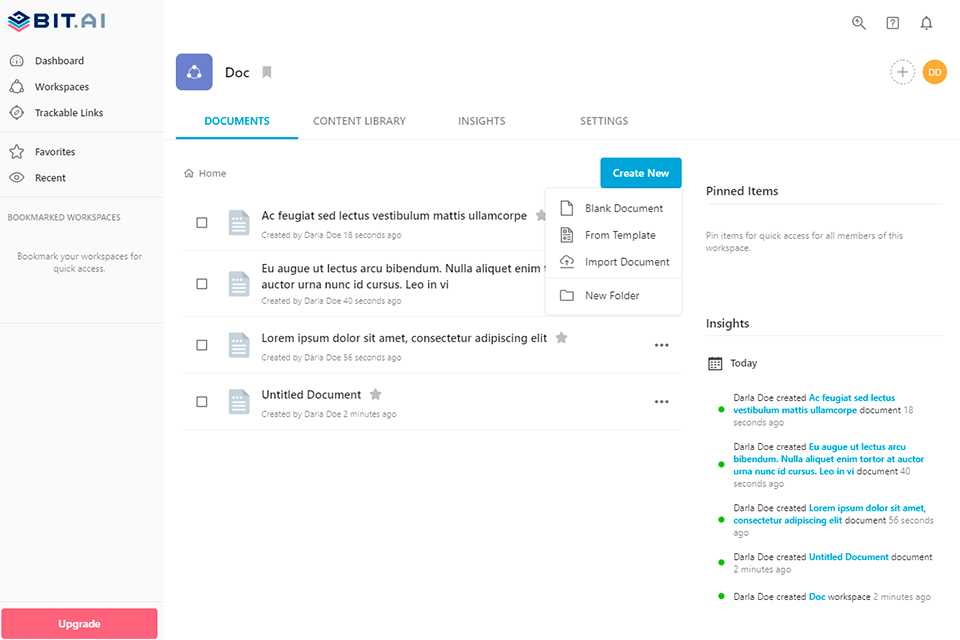 bit.ai software documentation tool interface