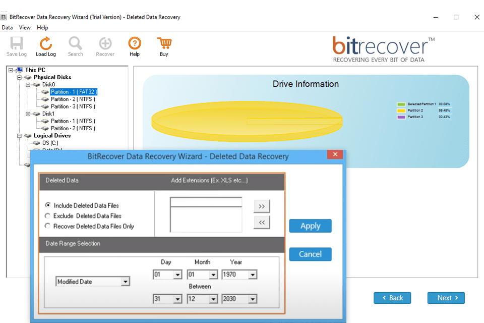 bitrecover interface search filter