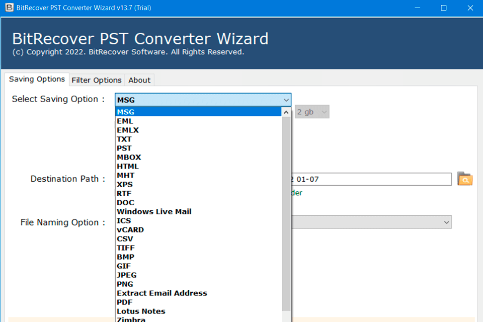 bitrecover pst file converter formats
