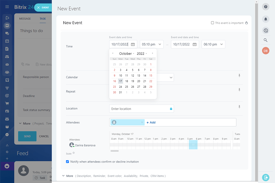 bitrix24 scheduling software interface