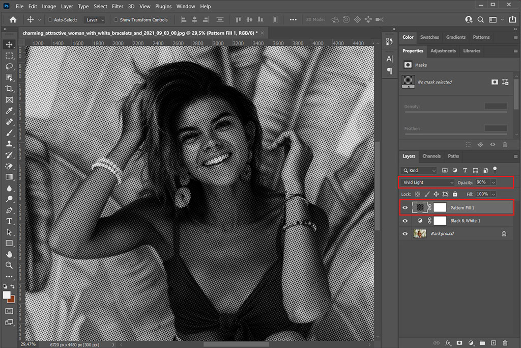blend mode for halftone pattern in photoshop