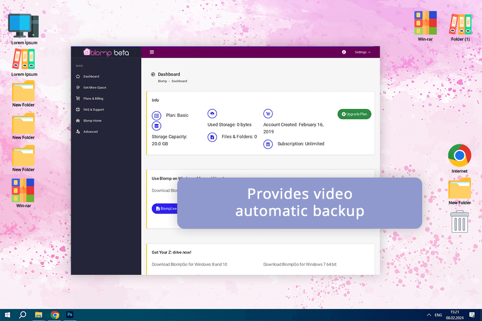 blomp cloud storage for video interface