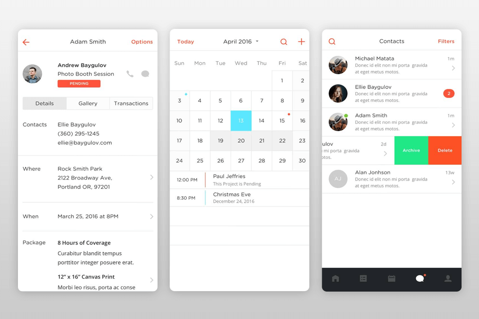 bloom photography booking interface