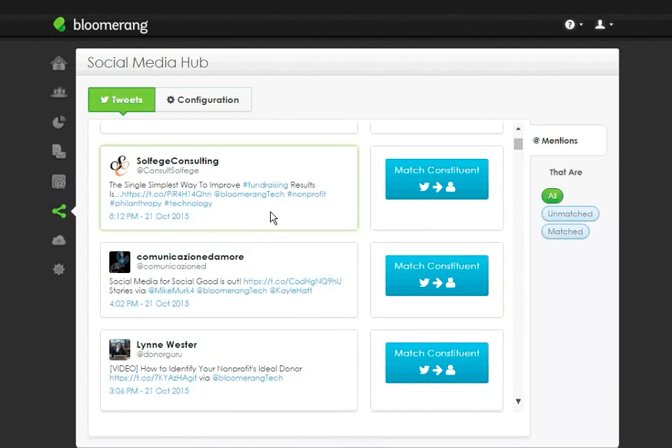 bloomerang nonprofit software interface