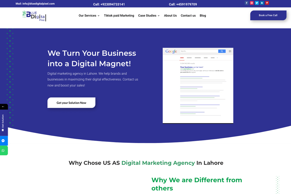 blue digital pixel website