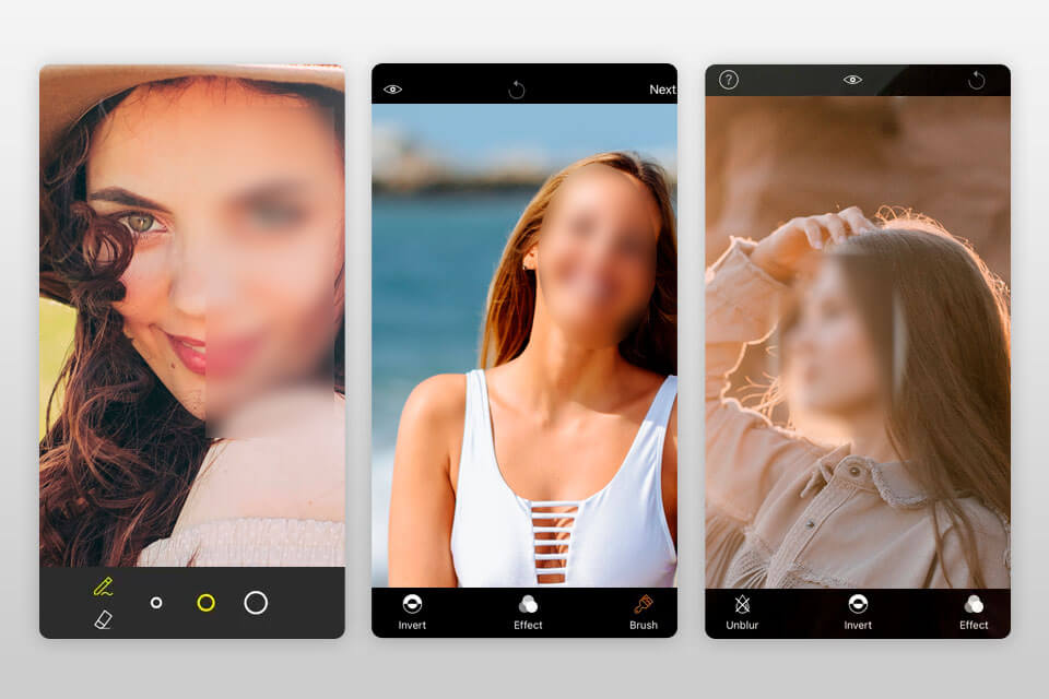 blur photo effect background app to blur faces interface
