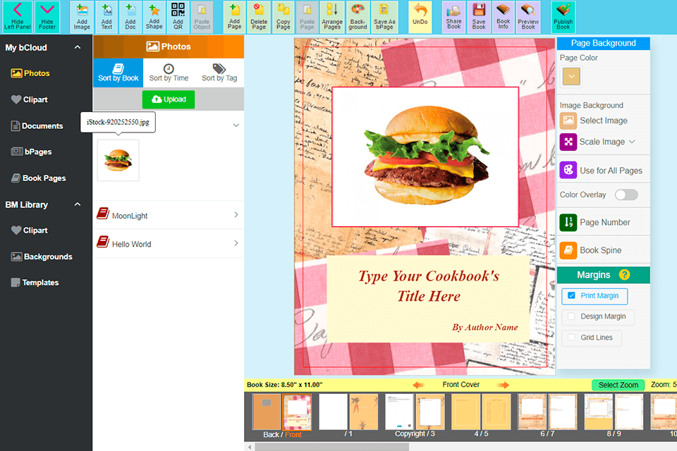 bookemon cookbook software interface