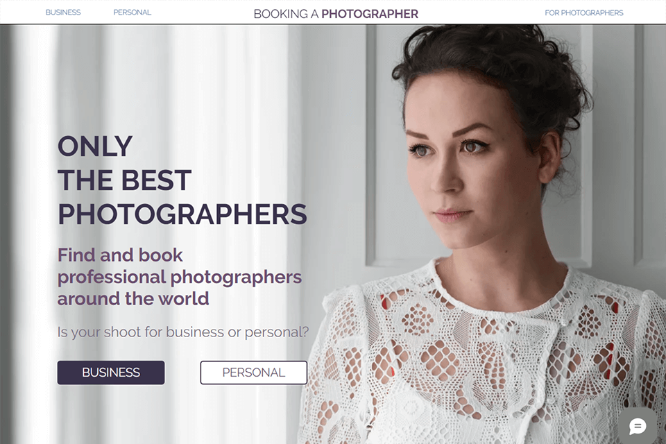 booking a photographer interface