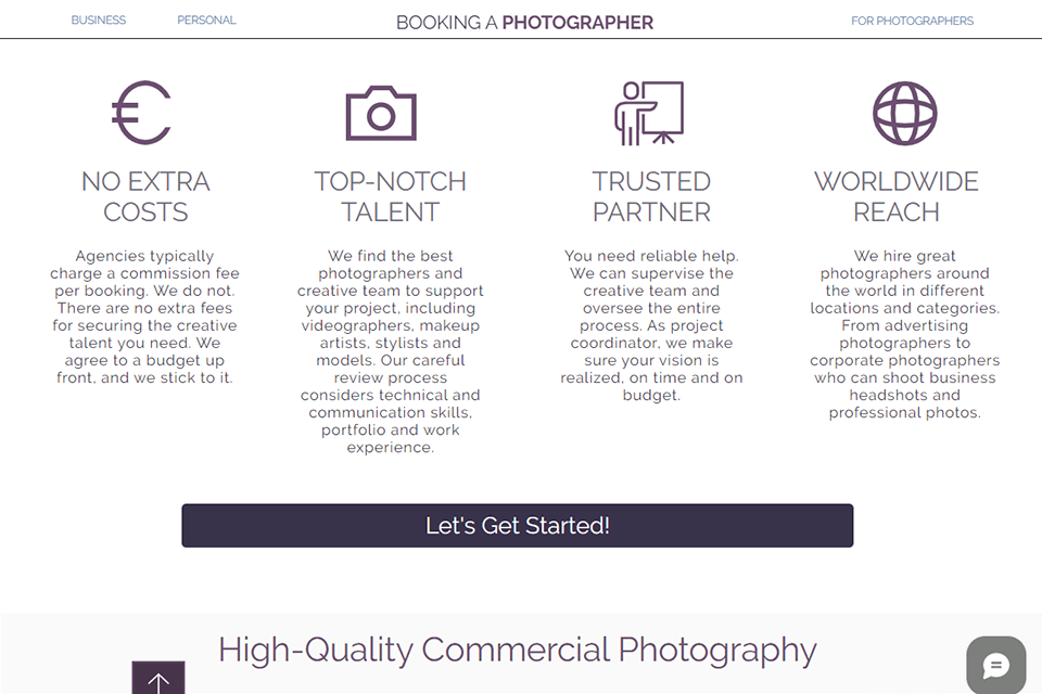 booking a photographer professional