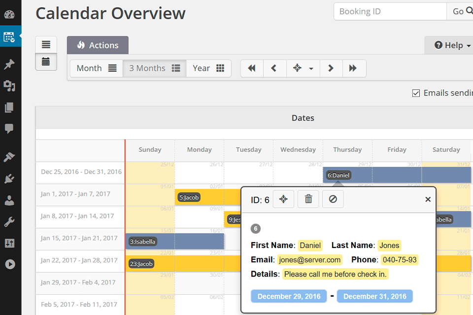 bookingo wordpress booking plugin interface