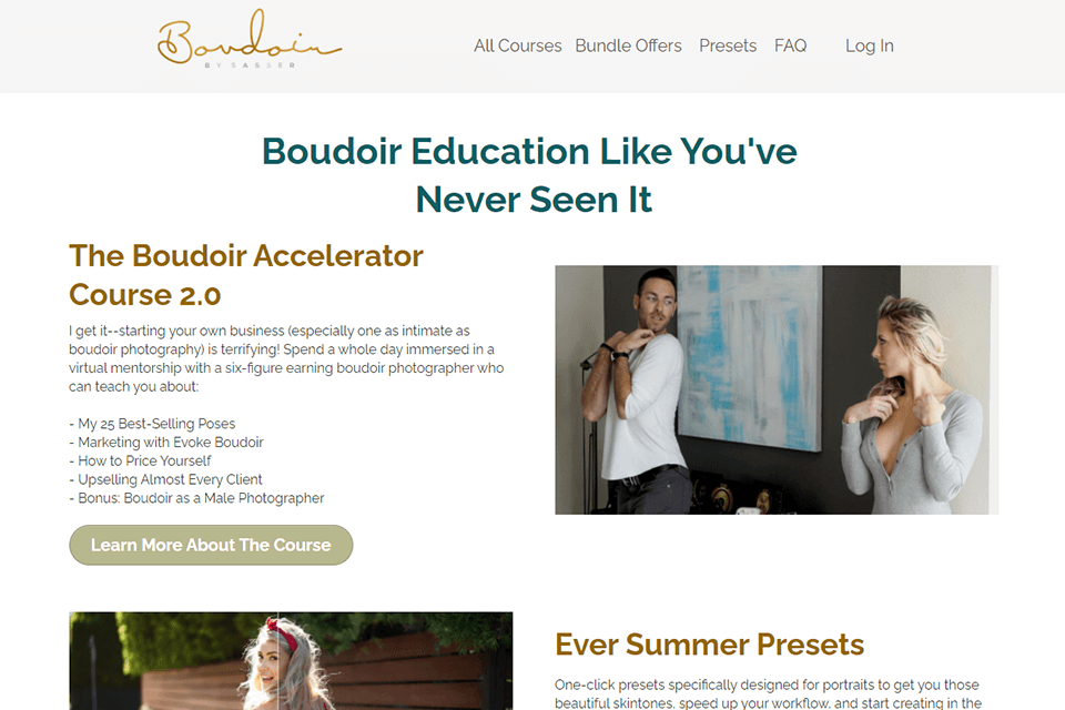 boudoir courses by michael sasser interface