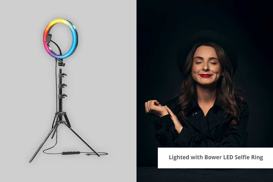 bower 12-inch rgb led selfie ring studio lighting kit