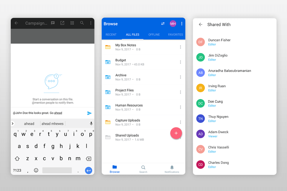 مربع التطبيق لمشاركة واجهة الملفات الكبيرة