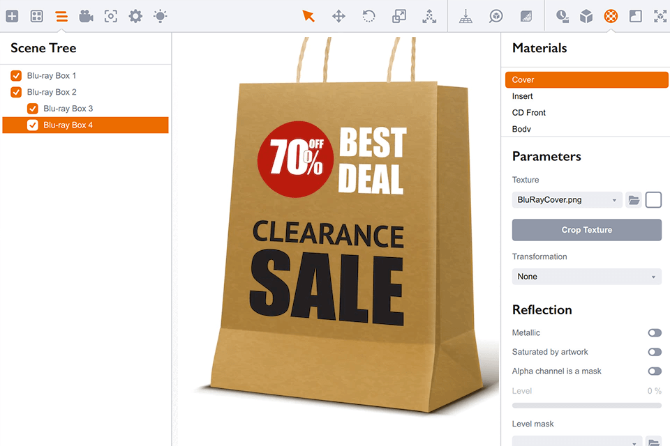 boxshot packaging design software interface