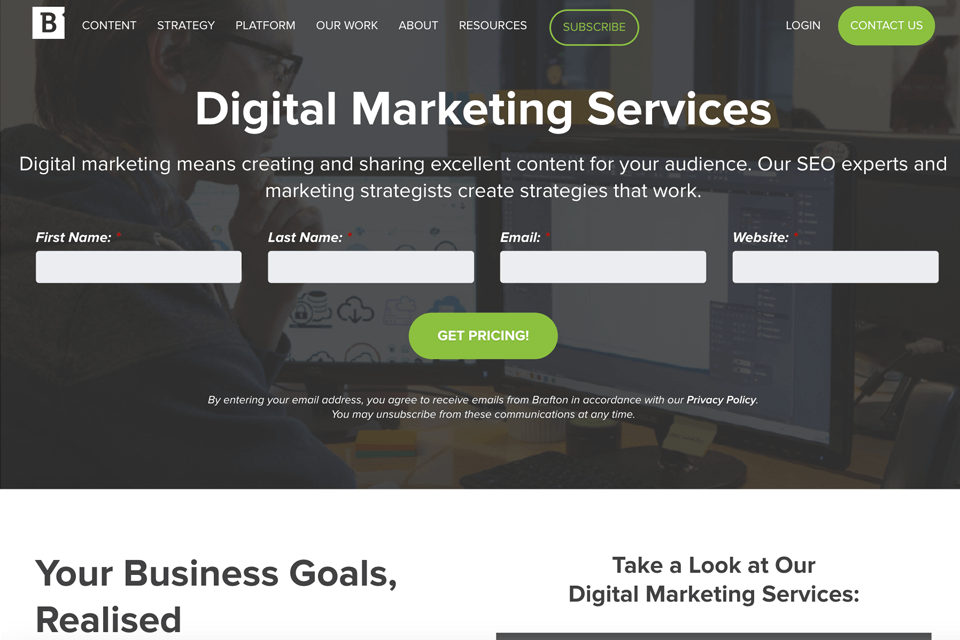 brafton digital marketing agency website