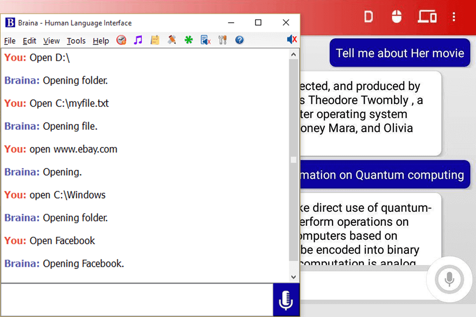 braina artificial intelligence software interface