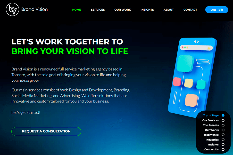 brand vision marketing agency website